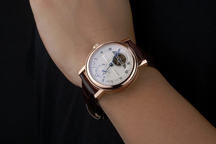 Complications Breguet Classique Or Rose Marron foncé Bracelet en cuir 80154-1