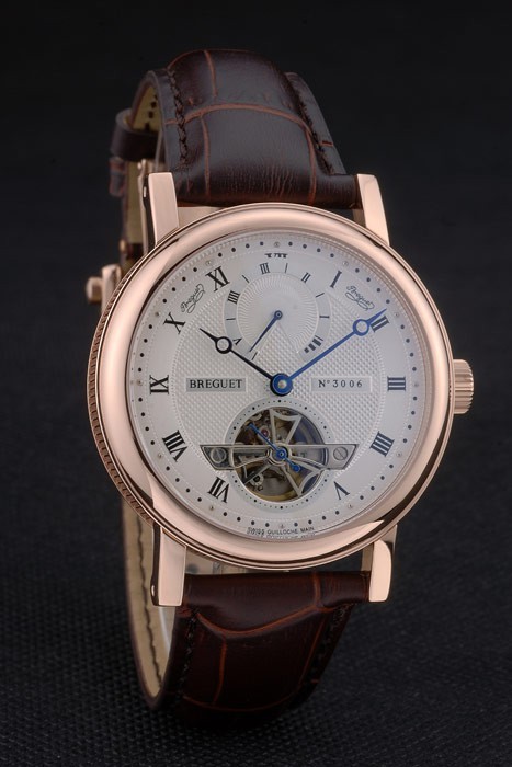Complications Breguet Classique Or Rose Marron foncé Bracelet en cuir 80154-2