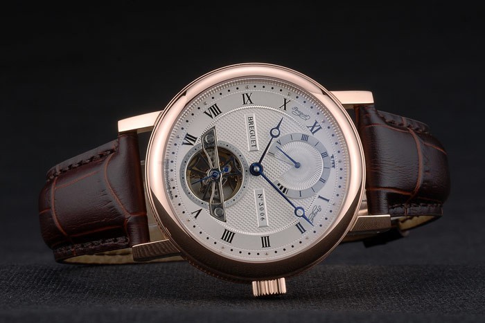 Complications Breguet Classique Or Rose Marron foncé Bracelet en cuir 80154-3