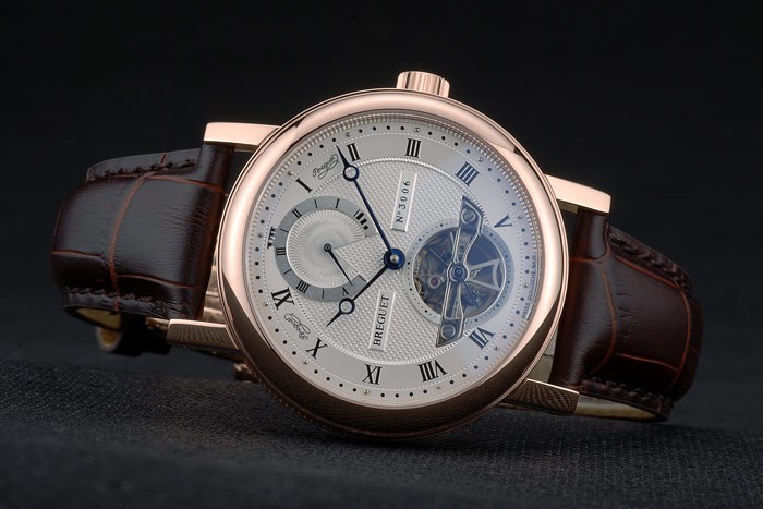 Complications Breguet Classique Or Rose Marron foncé Bracelet en cuir 80154-4