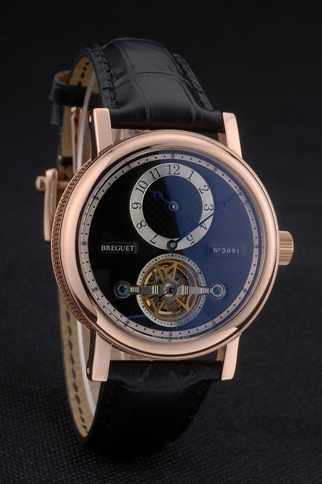 Breguet Classique Complications Or Rose Case bracelet en cuir noir 80155-3