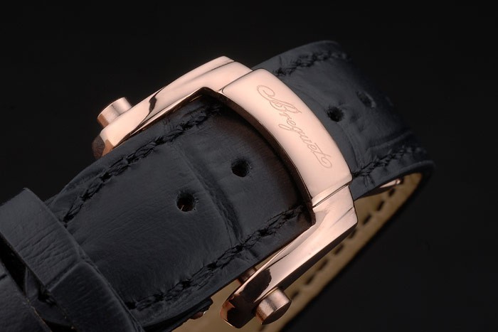 Breguet Classique Complications Or Rose Case bracelet en cuir noir 80155-6