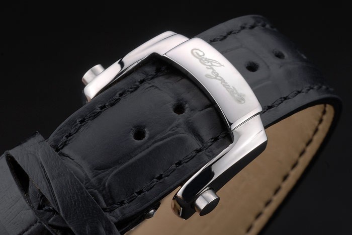 Breguet Classique Complications Boîtier en acier inoxydable bracelet en cuir noir 80158-6