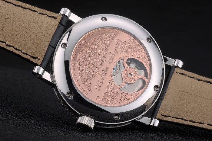 Breguet Classique Complications Boîtier en acier inoxydable bracelet en cuir noir 80158-8