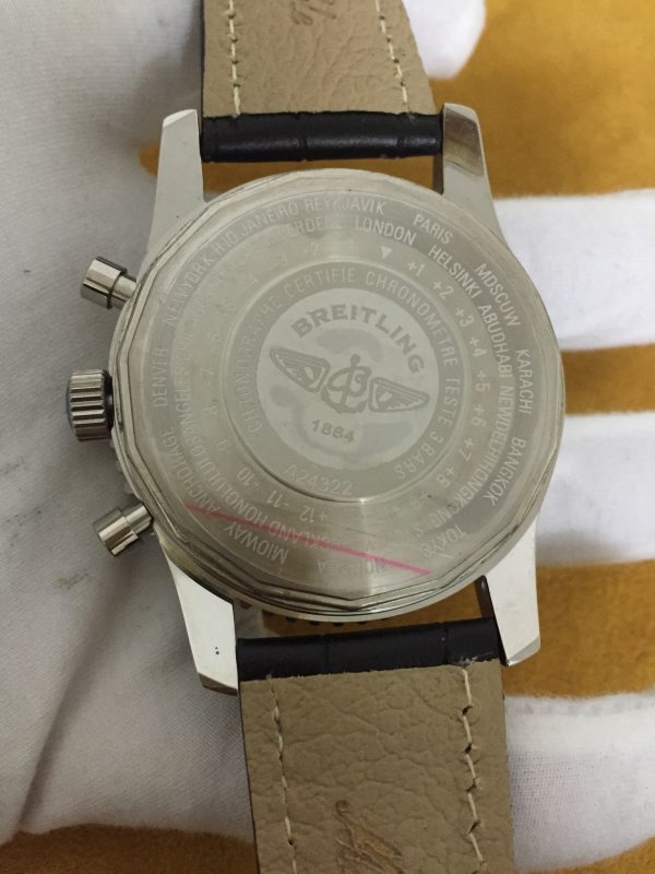 Swiss Breitling Navitimer cadran noir en cuir noir Boîtier en acier de sangle-1