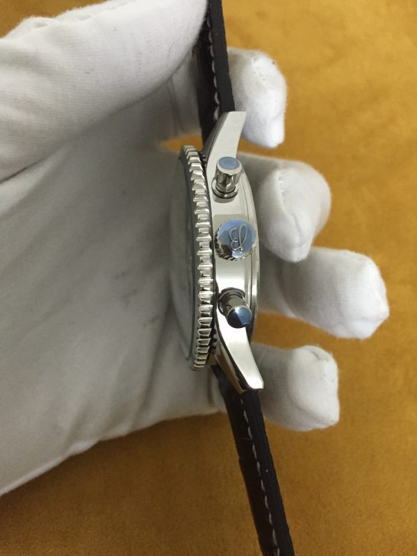 Swiss Breitling Navitimer cadran noir en cuir noir Boîtier en acier de sangle-2