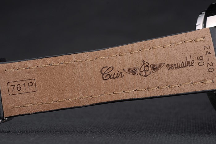 Swiss Breitling Bentley Noir Croco Bracelet en cuir cadran noir 80286-9