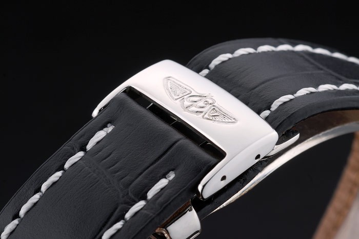 Swiss Breitling Bentley Noir Croco Bracelet en cuir cadran noir 80286-6