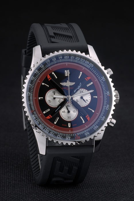 Bracelet en caoutchouc noir noir Breitling Dial Chronographe 80182-1