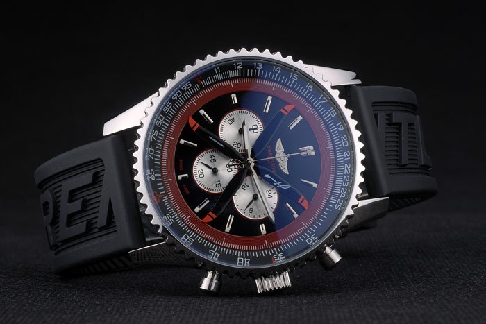 Bracelet en caoutchouc noir noir Breitling Dial Chronographe 80182-2