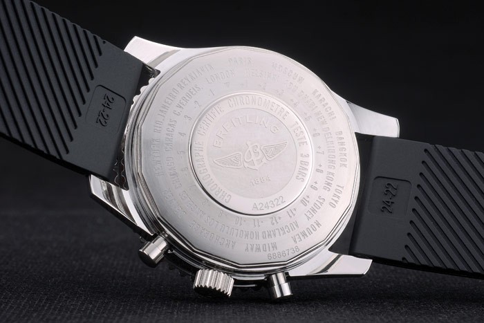 Bracelet en caoutchouc noir noir Breitling Dial Chronographe 80182-5