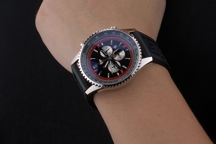 Bracelet en caoutchouc noir noir Breitling Dial Chronographe 80182-7