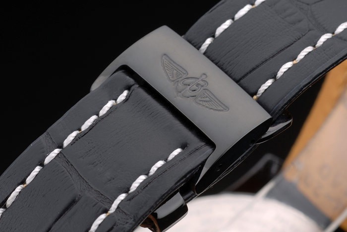 Cuir noir Breitling Strap cadran noir Chronographe 80179-6