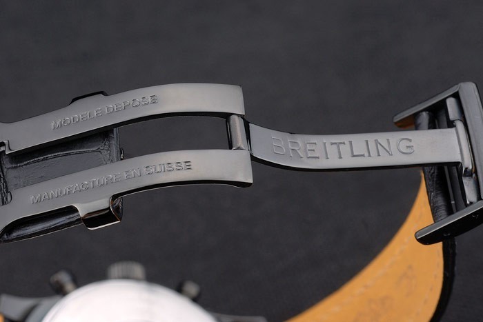 Cuir noir Breitling Strap cadran noir Chronographe 80179-7