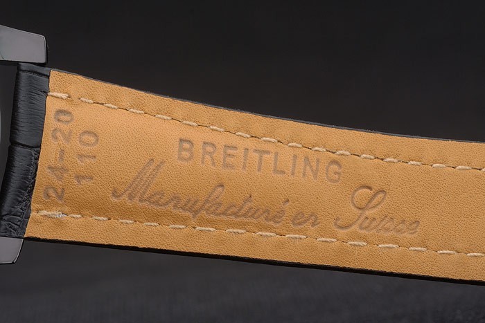 Cuir noir Breitling Strap cadran noir Chronographe 80179-8