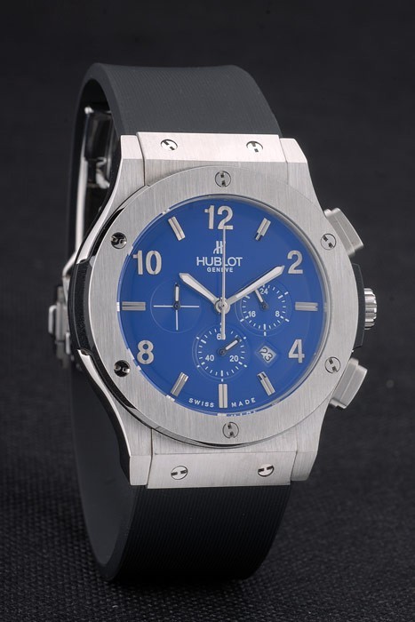 Hublot Big Bang bracelet en caoutchouc noir Bleu Checkered Dial 80199-1