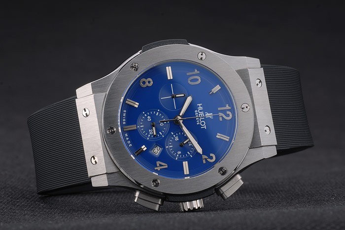 Hublot Big Bang bracelet en caoutchouc noir Bleu Checkered Dial 80199-2
