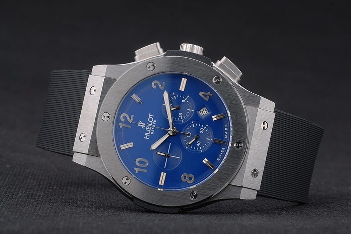 Hublot Big Bang bracelet en caoutchouc noir Bleu Checkered Dial 80199-3