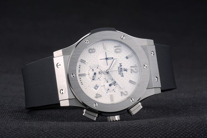 Hublot Big Bang bracelet en caoutchouc noir blanc Checkered Dial 80197-2