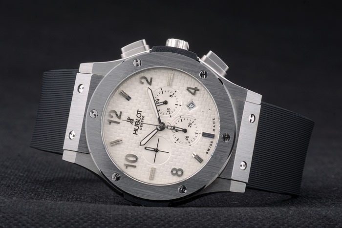 Hublot Big Bang bracelet en caoutchouc noir blanc Checkered Dial 80197-3