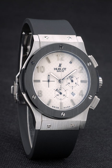 Hublot Big Bang bracelet en caoutchouc noir blanc Checkered Dial 80196-1