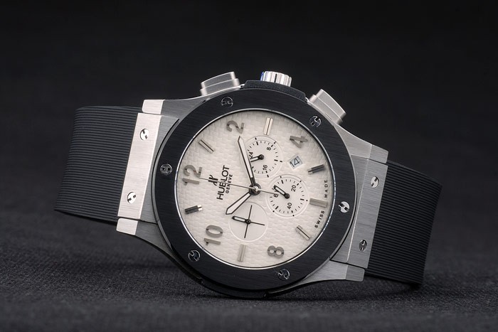 Hublot Big Bang bracelet en caoutchouc noir blanc Checkered Dial 80196-3