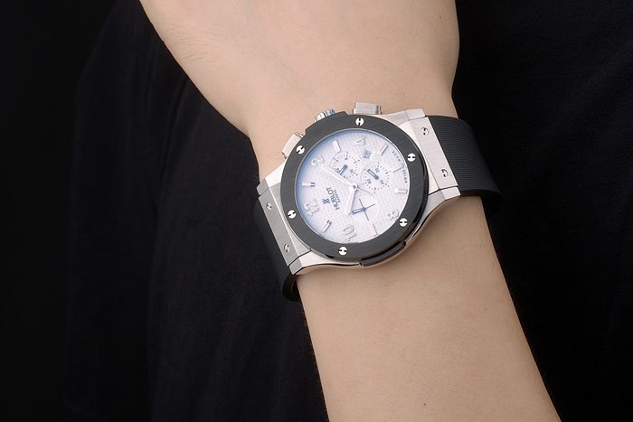 Hublot Big Bang bracelet en caoutchouc noir blanc Checkered Dial 80196-8