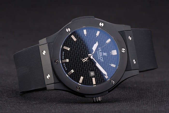 Hublot Big Bang bracelet en caoutchouc noir Noir Checkered Dial 80193-2