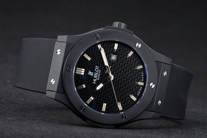 Hublot Big Bang bracelet en caoutchouc noir Noir Checkered Dial 80193-3