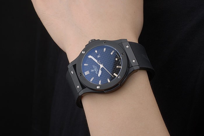 Hublot Big Bang bracelet en caoutchouc noir Noir Checkered Dial 80193-8