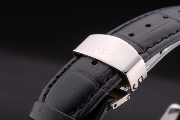 Longines HydroConquest bracelet en cuir noir Noir Tachymeter Céramique Cadran Noir 80225-5
