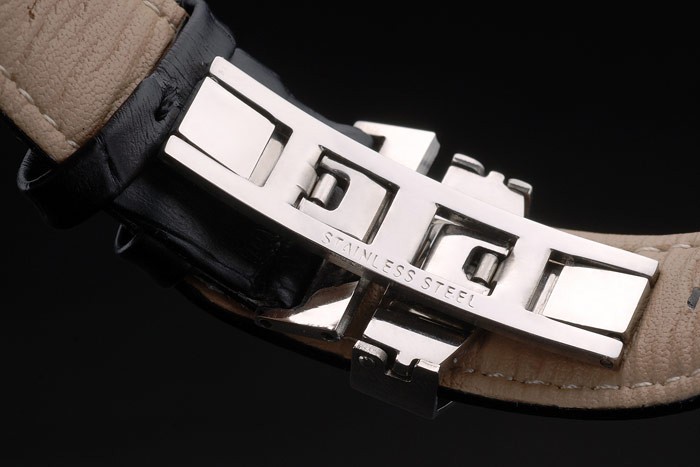 Longines HydroConquest bracelet en cuir noir Noir Tachymeter Céramique Cadran Noir 80225-6