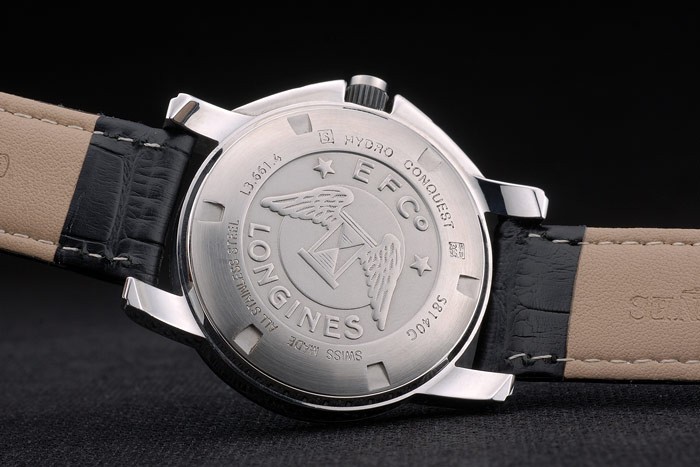 Longines HydroConquest bracelet en cuir noir Noir Tachymeter Céramique Cadran Noir 80225-8