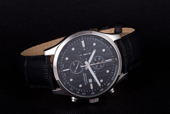 Mido Multifort Noir Croco bracelet en cuir noir rayé Dial 80288-2