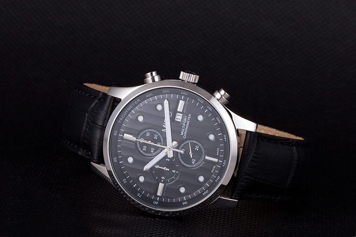 Mido Multifort Noir Croco bracelet en cuir noir rayé Dial 80288-3