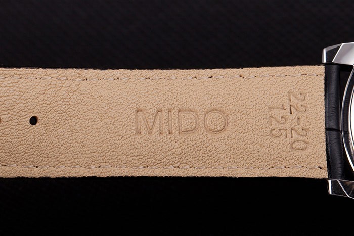 Mido Multifort Noir Croco bracelet en cuir noir rayé Dial 80288-6