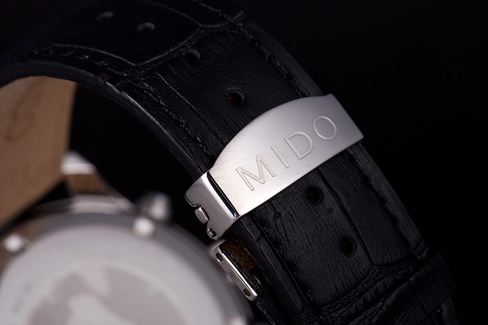 Mido Multifort Noir Croco bracelet en cuir noir rayé Dial 80288-7