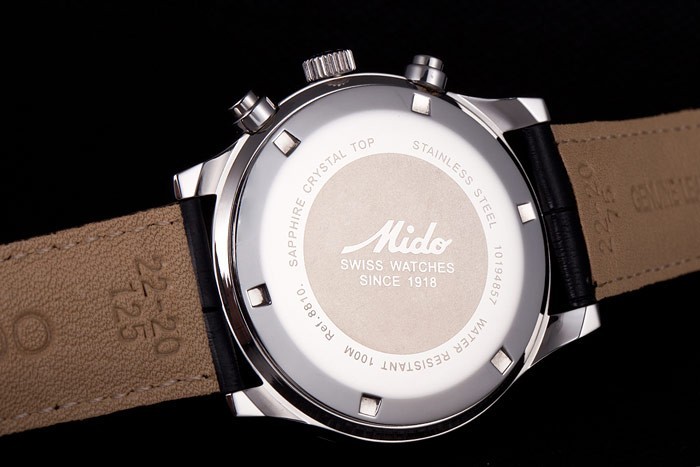 Mido Multifort Noir Croco bracelet en cuir noir rayé Dial 80288-8