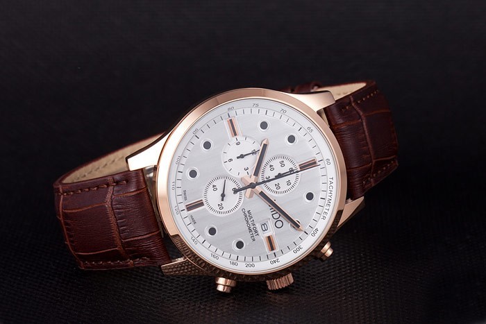 Mido Multifort Brown Croco bracelet en cuir cadran blanc 80287-2