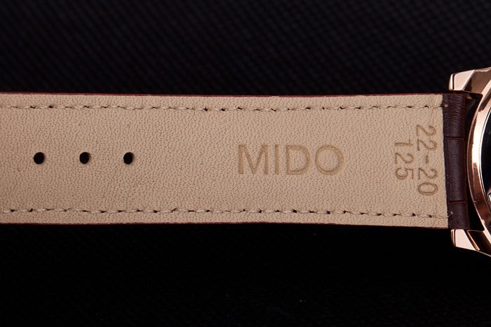 Mido Multifort Brown Croco bracelet en cuir cadran blanc 80287-6