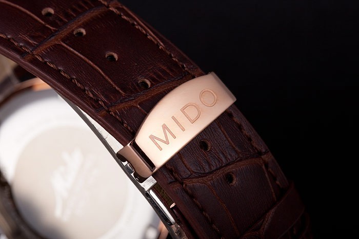 Mido Multifort Brown Croco bracelet en cuir cadran blanc 80287-7
