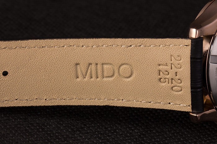 Mido Multifort Noir Croco bracelet en cuir noir Cadran Argent 80298-8