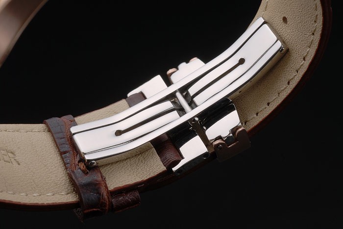 Mido Multifort or rose lunette en acier inoxydable Brown Croco Bracelet en cuir cadran blanc 80280-7