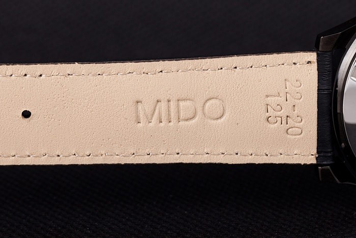 Mido Multifort Noir Croco bracelet en cuir orange Cadran Détails 80289-6