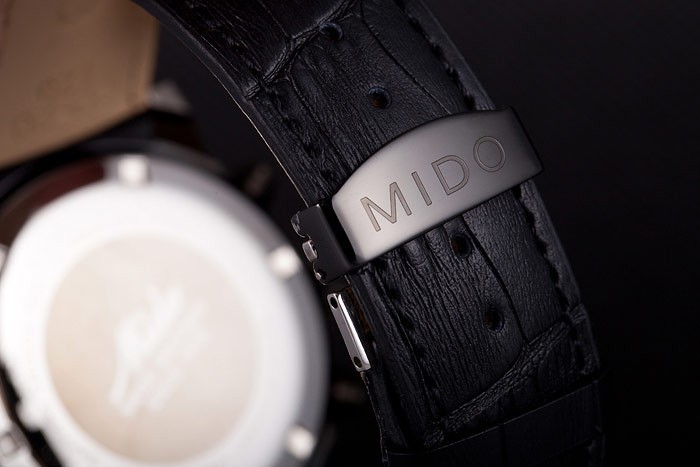 Mido Multifort Noir Croco bracelet en cuir orange Cadran Détails 80289-7
