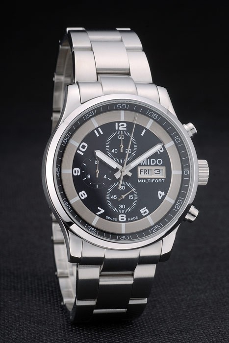 Mido Multifort lunette en acier inoxydable cadran noir 80281-1
