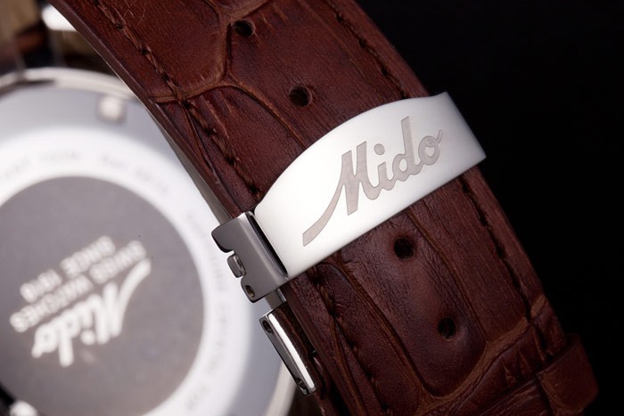 Mido Multifort Brown Croco bracelet en cuir cadran blanc 80286-7