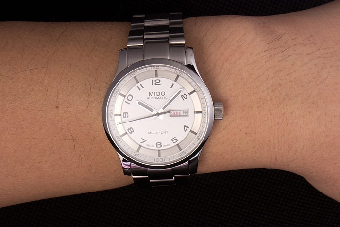 Mido Multifort bracelet en acier inoxydable Cadran Blanc 80291-8