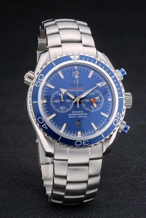 Omega Seamaster Planet Ocean Blue Tachymeter cadran bleu bracelet en acier inoxydable 80239-1