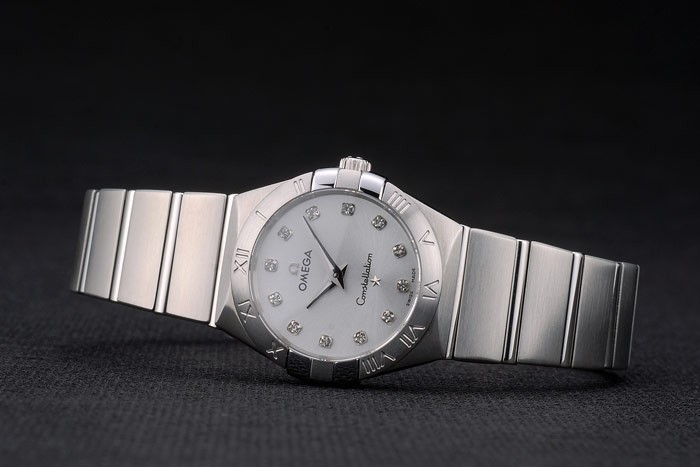 Argent Swiss Lady Omega Constellation Bracelet en acier inoxydable Dial 80290-3